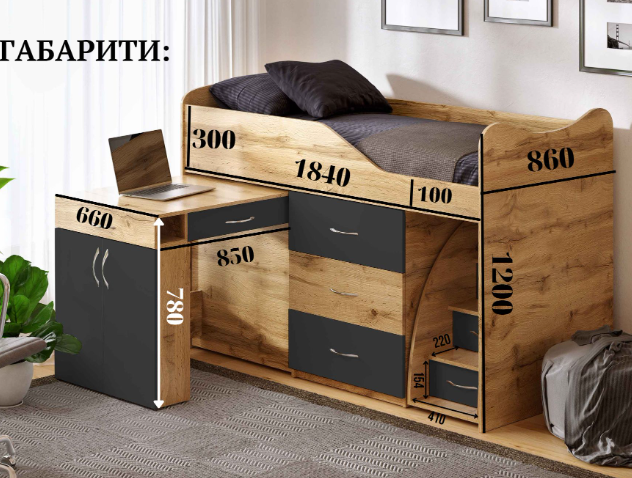 Дитяче ліжко горище трансформер (корпус "ТАХО") Тахо Bed Room 5 фото