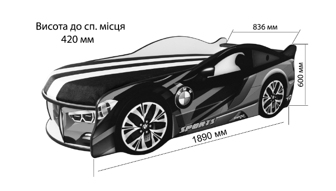 Спортивне ліжко машинка SPACE BMW SPACE 01  фото