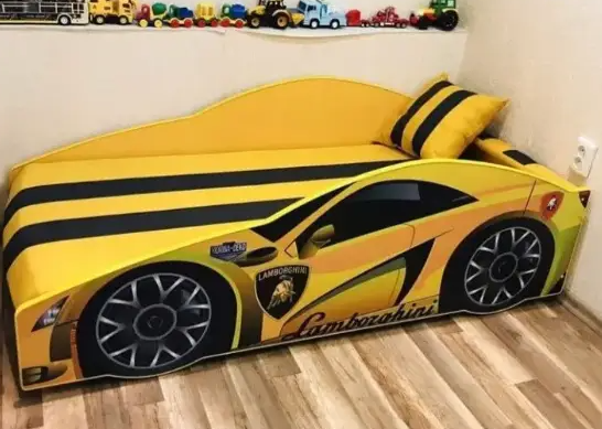 Гоночне дитяче ліжко машинка Lamborghini Е-3 желтая 150х70 фото